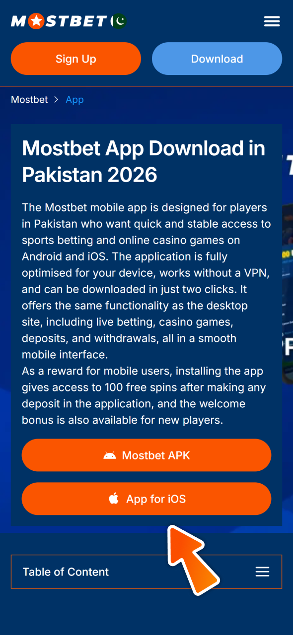 Visit Mostbet App Store from this page to get official mostbet iOS app.