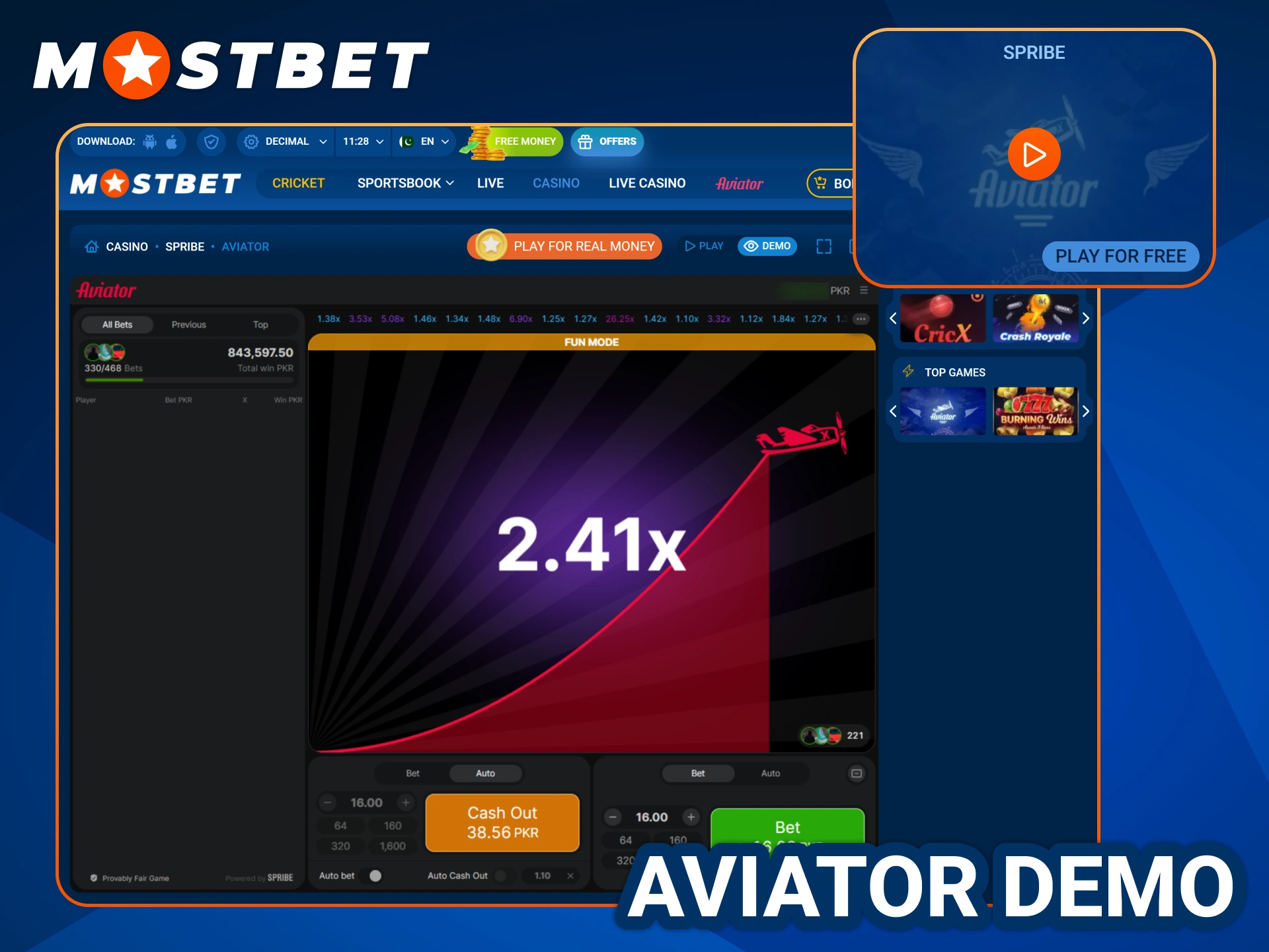 Use Mostbet Aviator demo version to practice your gaming tactics.