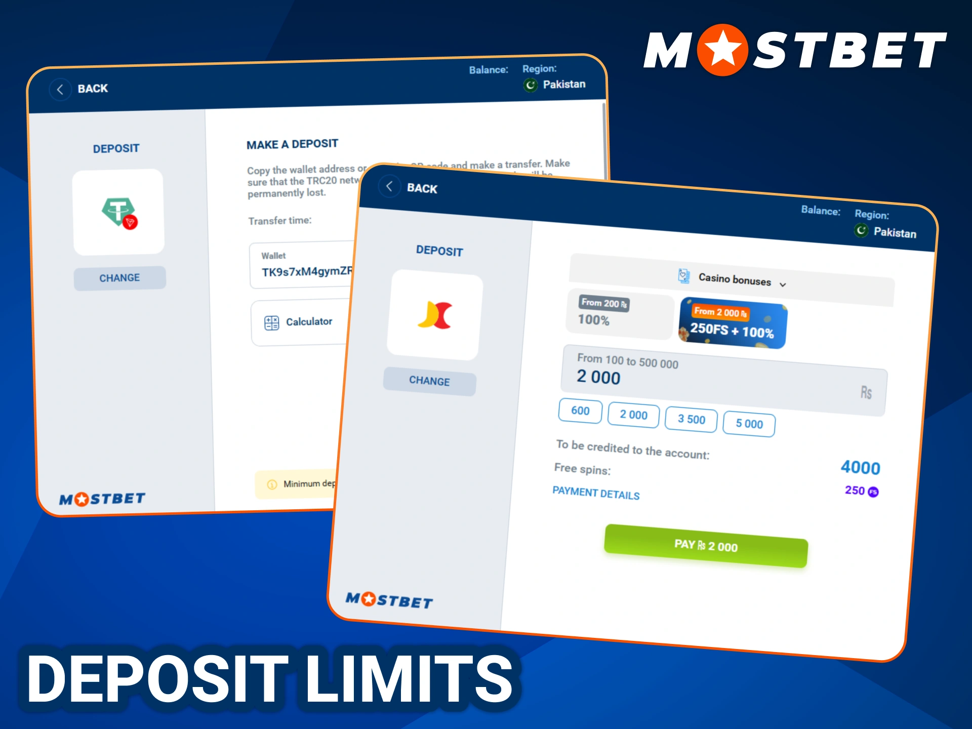 Check deposit limits for every method at Mostbet.