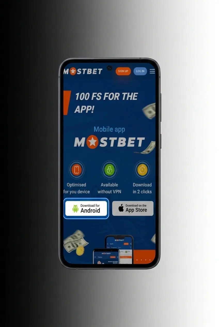 Mostbet APK download steps for Android showing 4 installation steps compatible with Android 5.0 and higher