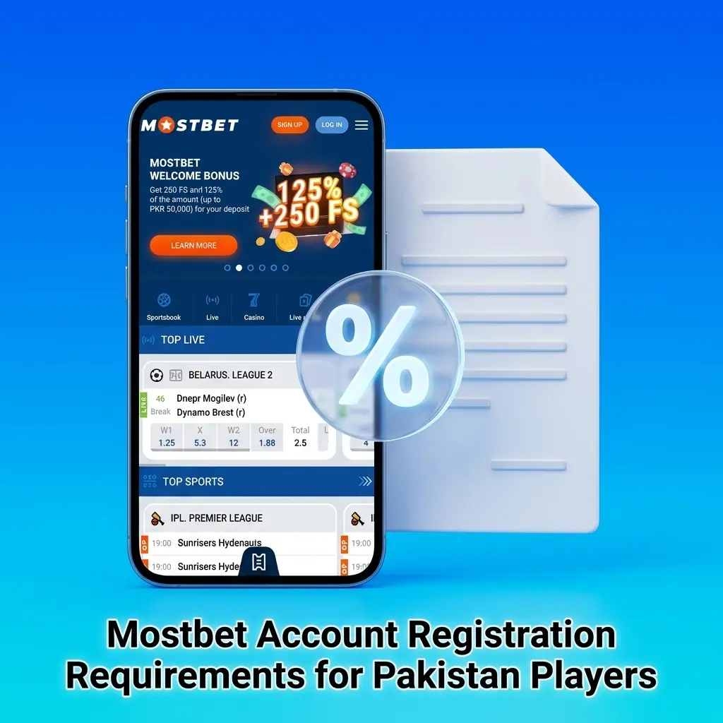 Mostbet account registration requirements for Pakistan players including age limit, CNIC verification, and terms of use