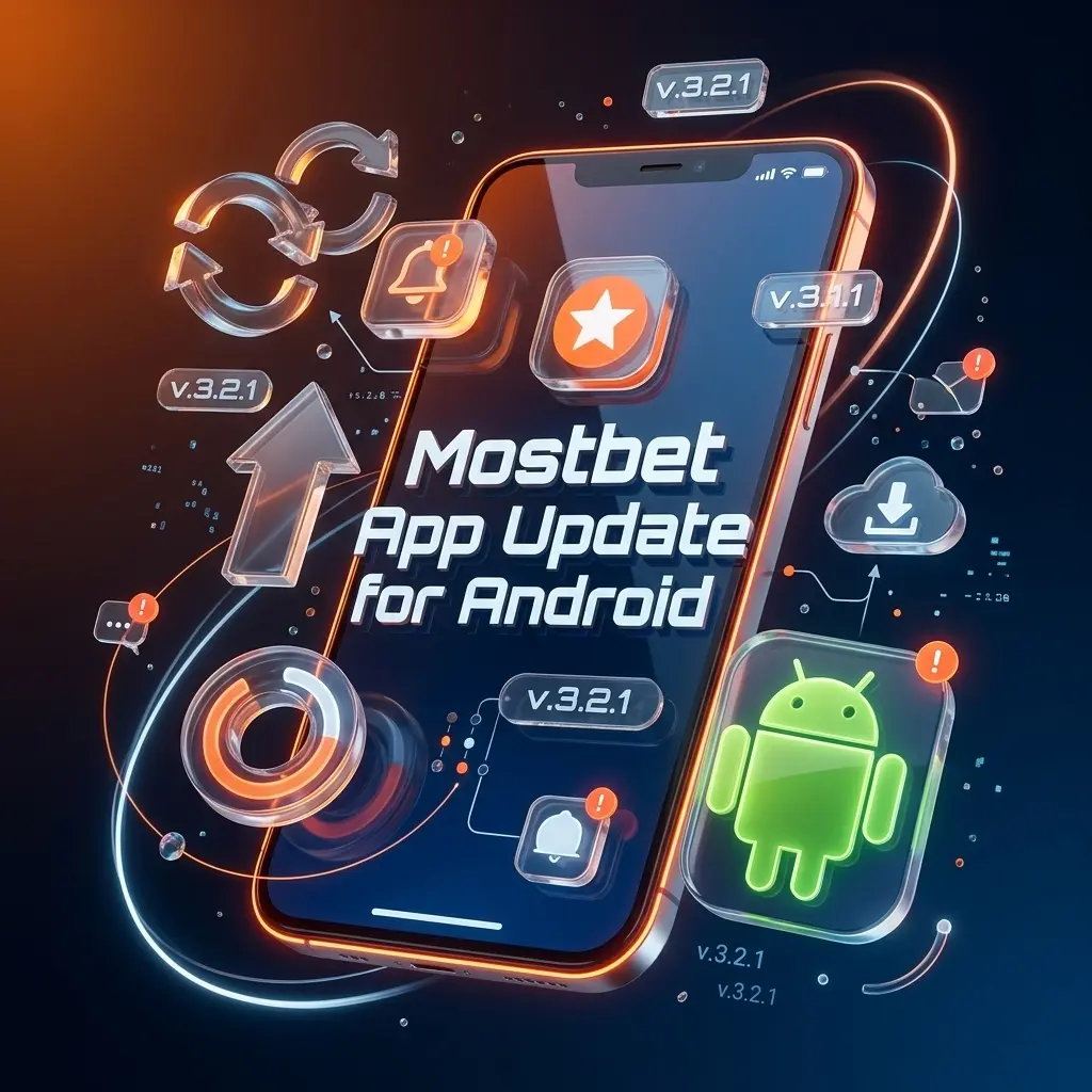Mostbet Android app update notification screen showing new APK download for bug fixes and casino additions