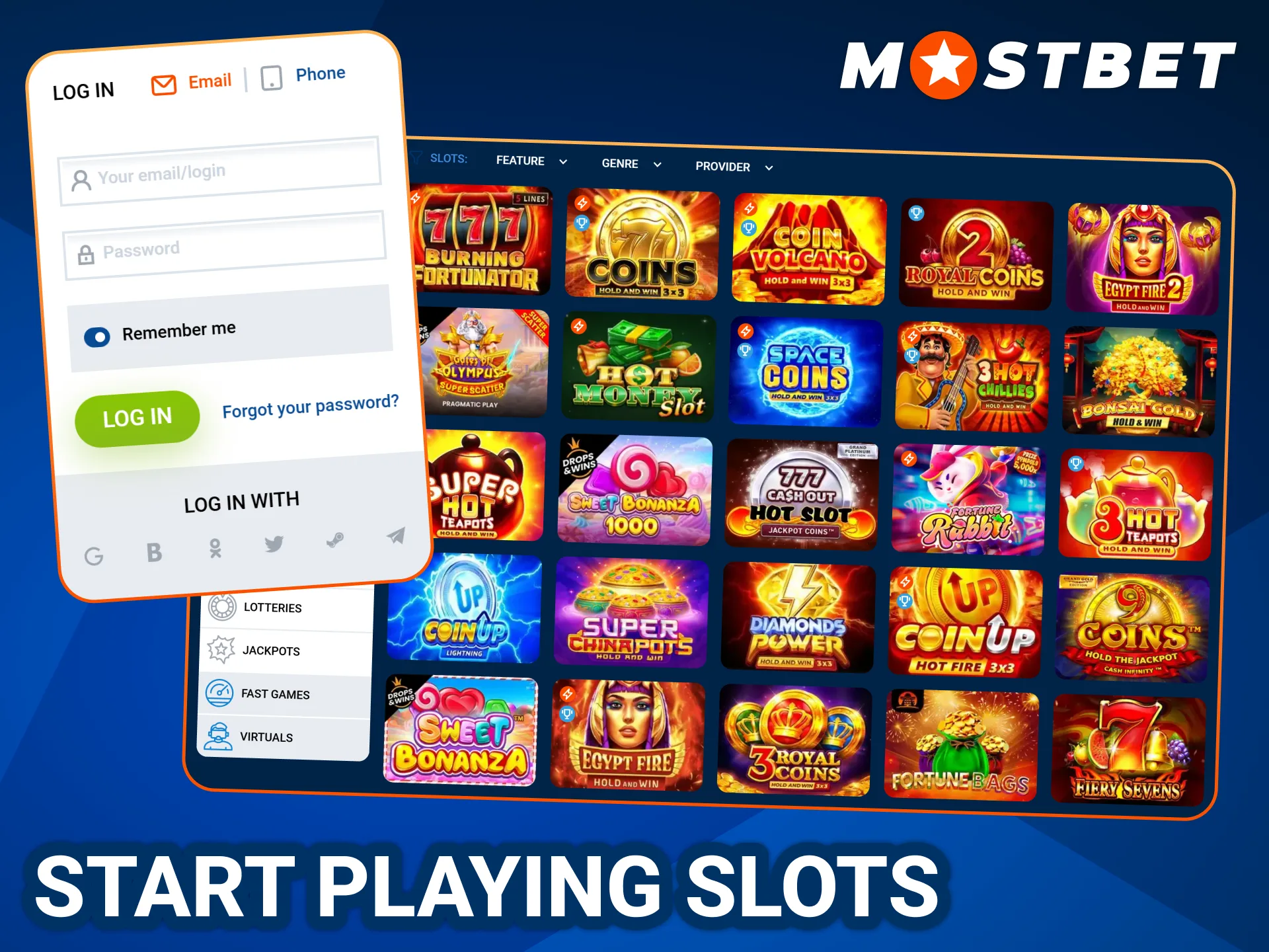 Login and start winning at Mostbet casino games.
