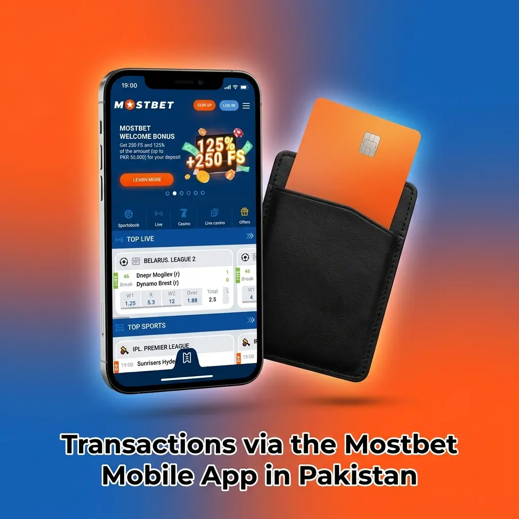 Mostbet mobile app cashier showing deposit and withdrawal options for Pakistan including Easypaisa and JazzCash
