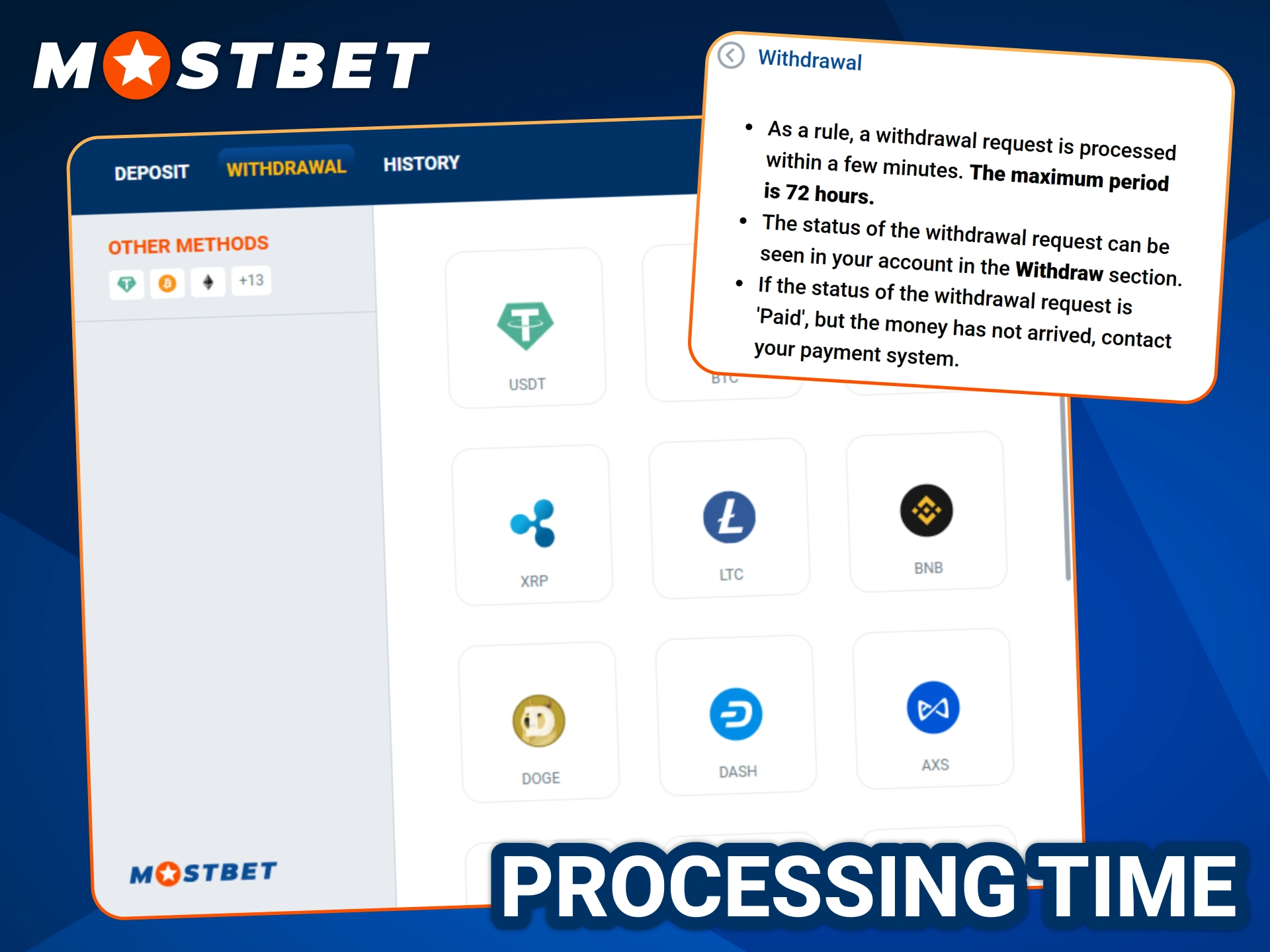 Wait some time untill your winnings arrive from your Mostbet account.